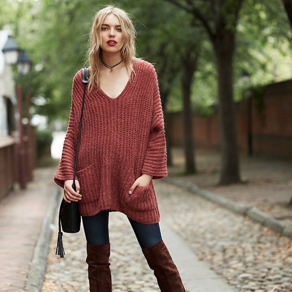 Slouchy Sweater Pocket Tunic Stripe 